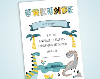 Kindergeburtstag Urkunden für Schatzsuche Dino Party, PDF zum Download