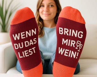 Funny wine socks – “If you’re reading this, bring me wine!” – Gift idea for wine lovers, Mother’s Day & Father’s Day