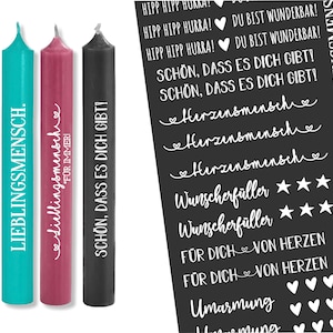 White candle tattoo foil - LIEBLINGSMENSCH - sayings to give away - for candles / ceramic DIN A4