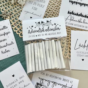 DIY Adventskalender Lose mit 24 positiven Sprüchen und Gedanken für