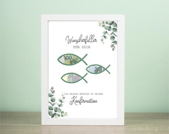 KONFIRMATION Geschenk für Mädchen & Jungen | personalisiertes Kommunionsgeschenk | Digitaler Download Geldgeschenk