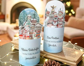DIY duplo Christmas packaging | 24 loving messages | Santa Claus gift to print | Printable banderole & sayings