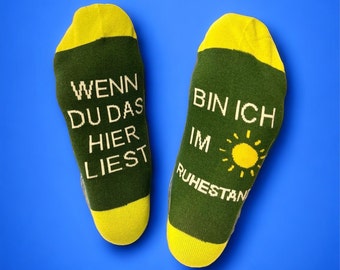 RUHESTAND - Geschenk Auszeitsocken „Ich bin im Ruhestand" Geschenk Rente