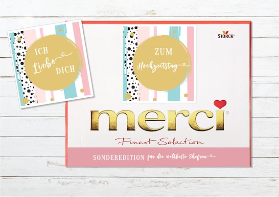 Sticker Set for Merci Chocolate Personal Gift for the Wedding