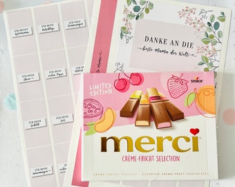 GIFT MOTHER'S DAY Sticker Set for Merci Chocolate | personal gift for loved ones | mummy