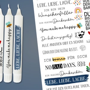 Candle tattoo foil - sayings &quot;Live.Love.Laughter.&quot; as a gift - for candles / ceramics DIN A4