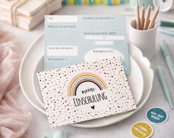 School enrollment cards A6 – Back to school table decorations – Rainbow enrollment – Commemorative cards for schoolchildren – Guest cards for the enrollment celebration