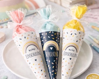 DIY Mini School Cones for First Day of School – Rainbow Back to School – Table Decorations for First Day of School – Party Favors for Schoolchildren – Crafts for First Day of School