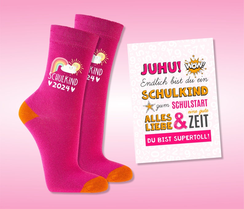 SCHOOL ENTRY Schoolchild socks GIFT for the sun and rainbow school bag image 2