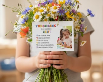 Thank you card for kindergarten farewell | Thank you card for teacher | Childminder gift | A6 postcard, colorful