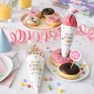 Mini coni scolastici fai da te: regalo di addio per l'asilo, decorazione per il primo giorno di scuola, creazione di piccoli coni scolastici, bomboniere per il primo giorno di scuola immagine 6