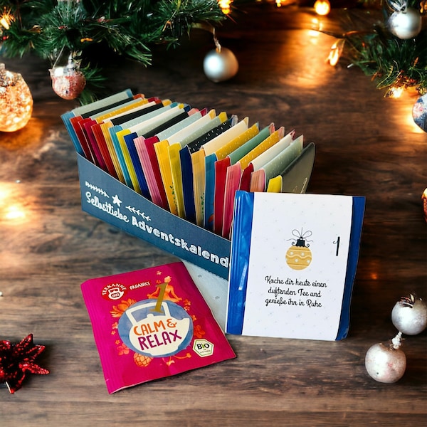 Adventskalender Tee Achtsamkeit gefüllt mit 24 Ideen für die Weihnachtszeit, Selbermachen, Druckvorlage, Selbstliebe