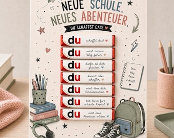 Printable School Transfer Gift | New School Gift | 14 Chocolate Bar Wrappers | 5th Grade Gift | Instant PDF Download