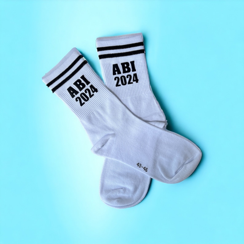 ABI Abschluss Tennissocken Abitur 2024 Abschluss 2024 bedruckte Socken Geschenk Bild 4