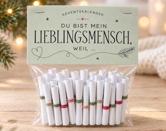Favorite Person Advent Calendar to Print – 50 Reasons and Blank Tickets - Last Minute - Download