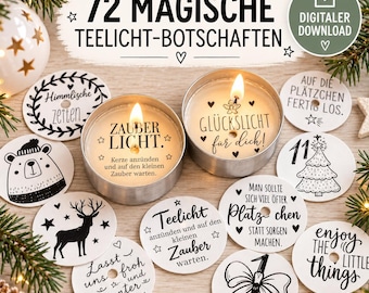 Tealight Message Advent Calendar – 72 Magical Messages to Print | DIY Christmas Gift | Digital Download
