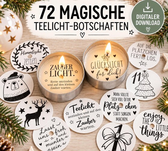 Tealight Message Advent Calendar — 72 Magical Messages to Print