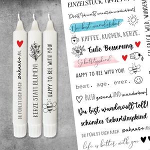 Candle tattoo foil - sayings to give away - for candles / ceramic DIN A4