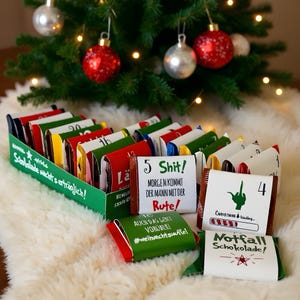 Advent calendar Grinch Christmas grumps for the Christmas season, DIY, printable, chocolate always works