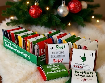Advent calendar Grinch Christmas grumps for the Christmas season, DIY, printable, chocolate always works