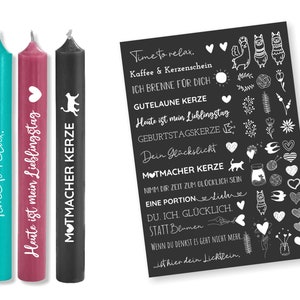 White DIN A4 candle tattoo foil - sayings & pictures - for candles / ceramic relax
