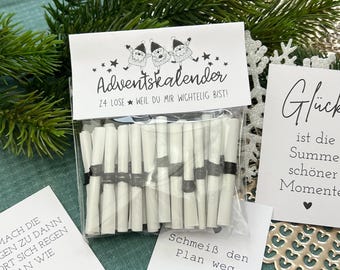 DIY Advent calendar tickets with 24 positive sayings and thoughts for your favorite people to download and make yourself - lucky tickets