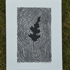 Leaf Silhouette Linocut Print
