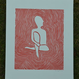 Silhouette of a Man Linocut Print
