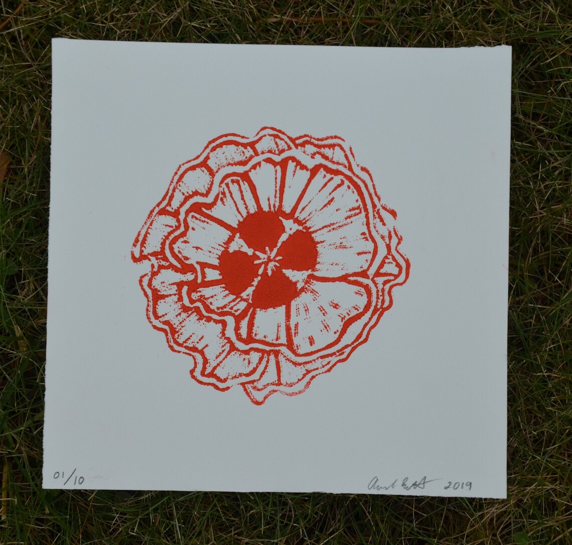 Poppy Flower Linocut Print - Etsy Denmark