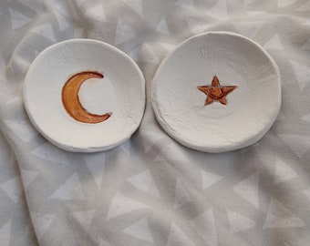 Crescent Moon and Pentagram Clay Trinket Dish