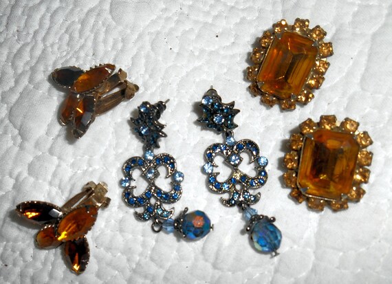 Vintage Earrings...Three Pairs...Pierced And Clip… - image 1