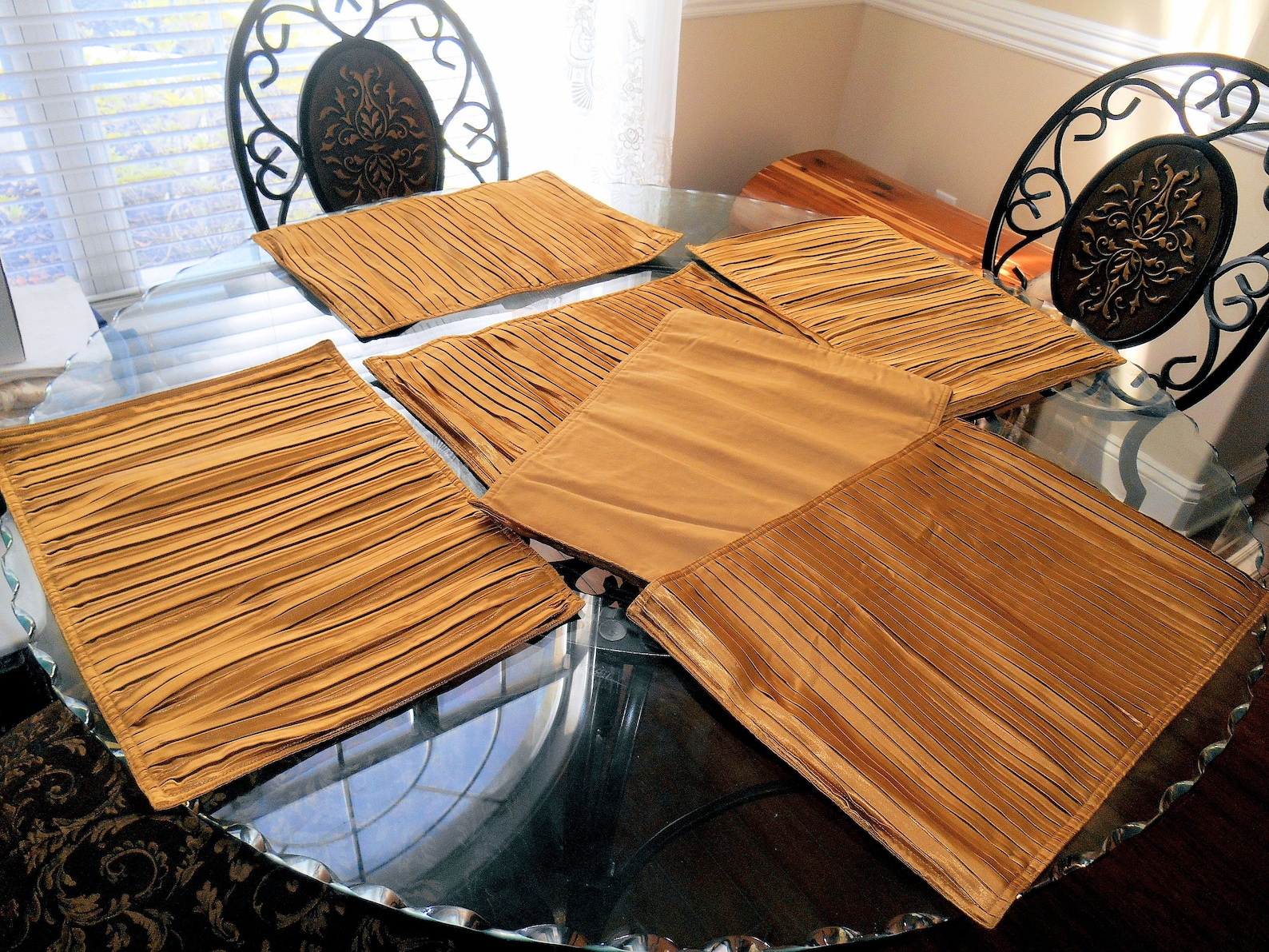 Set of 6 Gold Pleated Place Mats...made in India Etsy