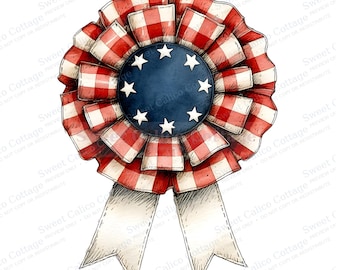 Patriotische Schleife Rosette Clipart Rot Weiß Blau Award Ribbon PNG Set USA