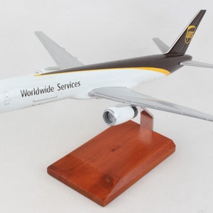 Boeing 757 UPS United Parcel Service cargo aircraft hand carved and painted mahogany wood airplane aviation desktop display model