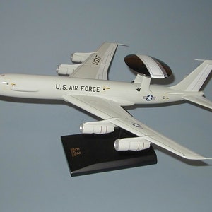 E-3 Sentry Boeing USAF AWACS airplane model hand carved mahogany wood replica desktop display