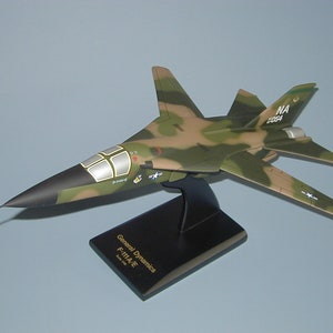 General Dynamics F-111 Aardvark USAF fighter-bomber airplane model hand carved mahogany wood replica desktop display