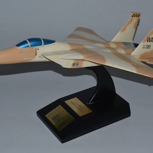 F-15 Eagle Desert Aggressor Nellis AFB Red Flag USAF fighter airplane model hand carved mahogany wood replica desktop display