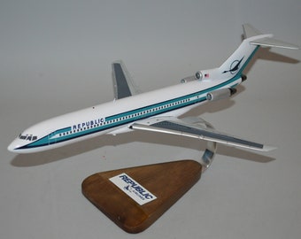 Boeing 727 Republic Airlines mahogany wood airplane desktop model hand carved and painted from mahogany wood