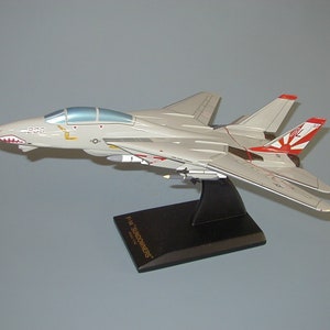 F-14 Tomcat Grumman Navy air defense fighter VF-111 Sundowners airplane model hand carved mahogany wood replica desktop display aircraft