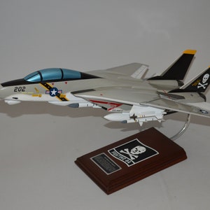 Grumman F-14 Tomcat VF-84 Jolly Rogers Navy aircraft carrier airplane model hand carved mahogany wood replica desktop display model LARGE