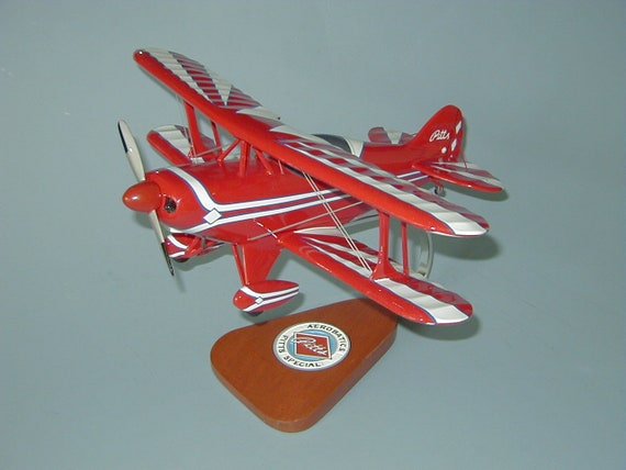 Pitts S2 S-2 Special Aerobatic General Aviation Model Hand Carved Mahogany  Wood Replica Desktop Display 