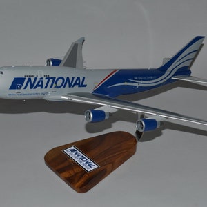 Boeing 747-400 National Airlines freight cargo aircraft top quality hand carved mahogany wood replica desktop display airplane model