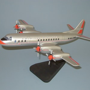Lockheed L-188 Electra American Airlines airplane model hand carved mahogany wood replica desktop display