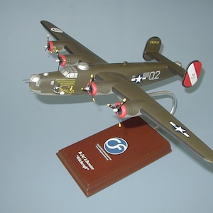 B-24 Liberator Witchcraft WWII bomber model hand carved mahogany wood replica desktop display