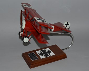Fokker DR.1 Tri-plane Red Baron Weltkrieg Kampfflugzeug Modell hand geschnitzte Mahagoni Holz Replika Schreibtischaufsteller