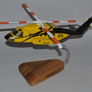 Sikorsky S-92 PHI helicopter airplane model hand carved mahogany wood replica desktop display