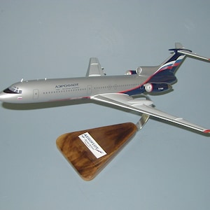 Tupolev TU-154 Aeroflot Airlines airplane model hand carved mahogany wood replica desktop display