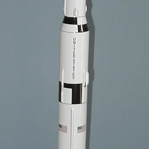 NASA Apollo Saturn V 5 Rocket Model Made of Hand Carved Mahogany