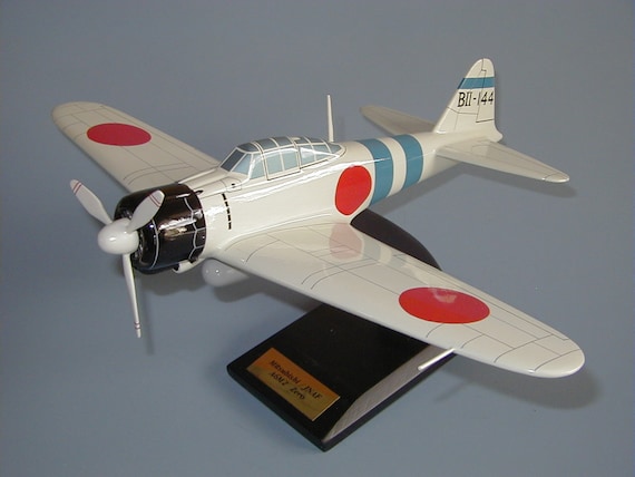 Mitsubishi A6M Zero Japanese Navy WWII Fighter Plane Mahogany Wood