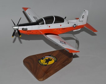 Raytheon T-6 Texan II US Navy Trainer VT-27 Boomers Plane Hand Carved ...